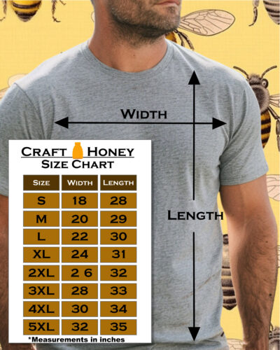 Size chart for the Bella+Canvas mens/unisex t-shirts